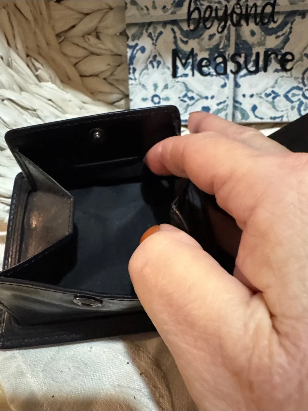 Tough Jeansmith Leatherworks Vintage Black with Blue Stitching Men’s Wallet